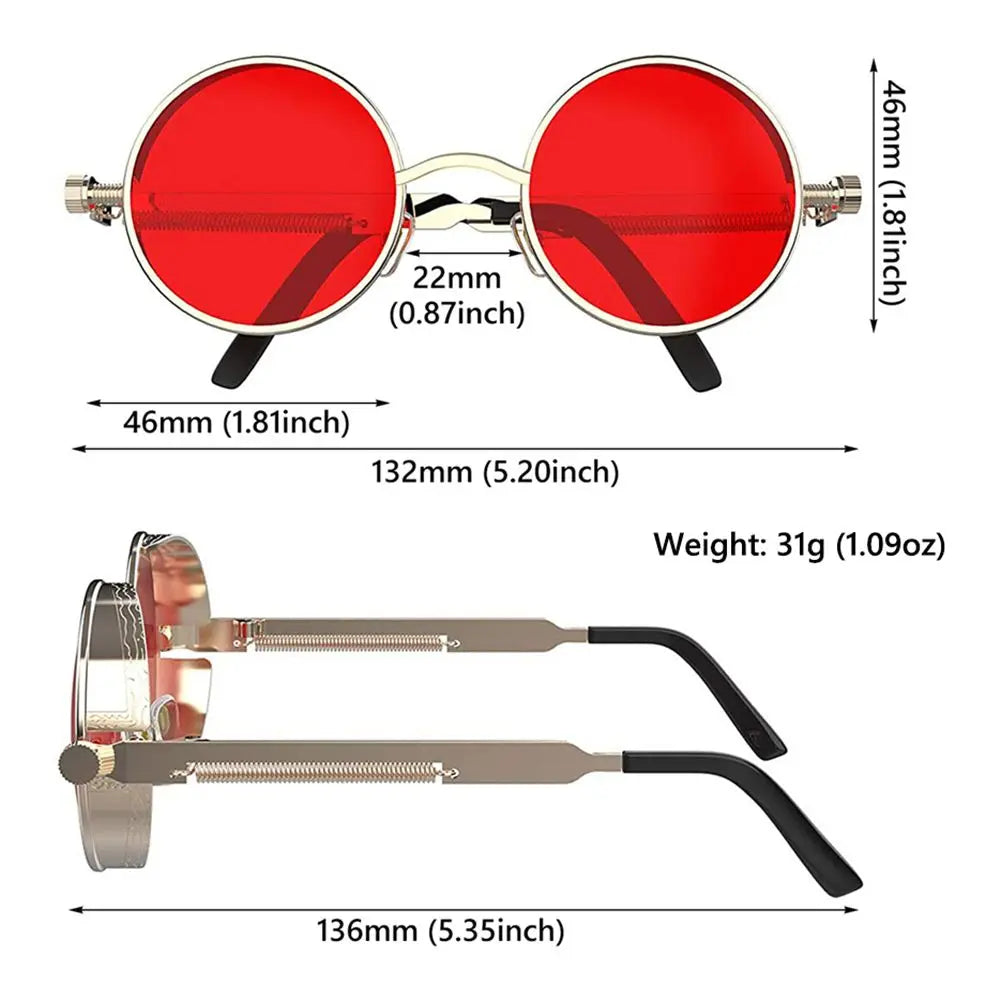Óculos de Sol Retrô Gótico – modelo vintage com armação de metal no estilo steampunk