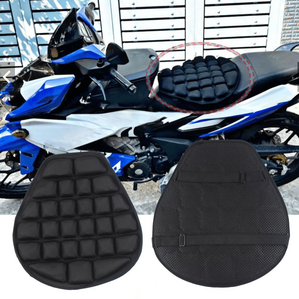 Almofada inflável para banco de moto com design ergonômico, ventilação e conforto em viagens longas