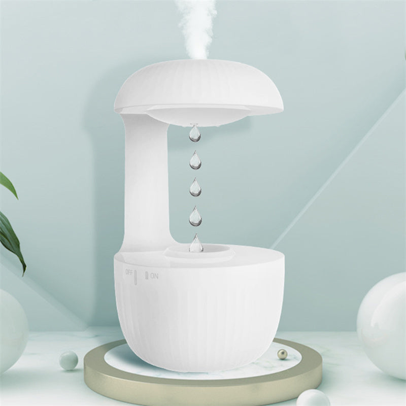 Umidificador com efeito antigravidade e névoa fria. Design moderno, silencioso e ideal para relaxar, dormir ou decorar o ambiente com estilo.