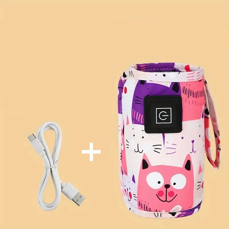 Aquecedor portátil USB para mamadeiras e bebidas, compacto, seguro e perfeito para viagens e passeios com o bebê.