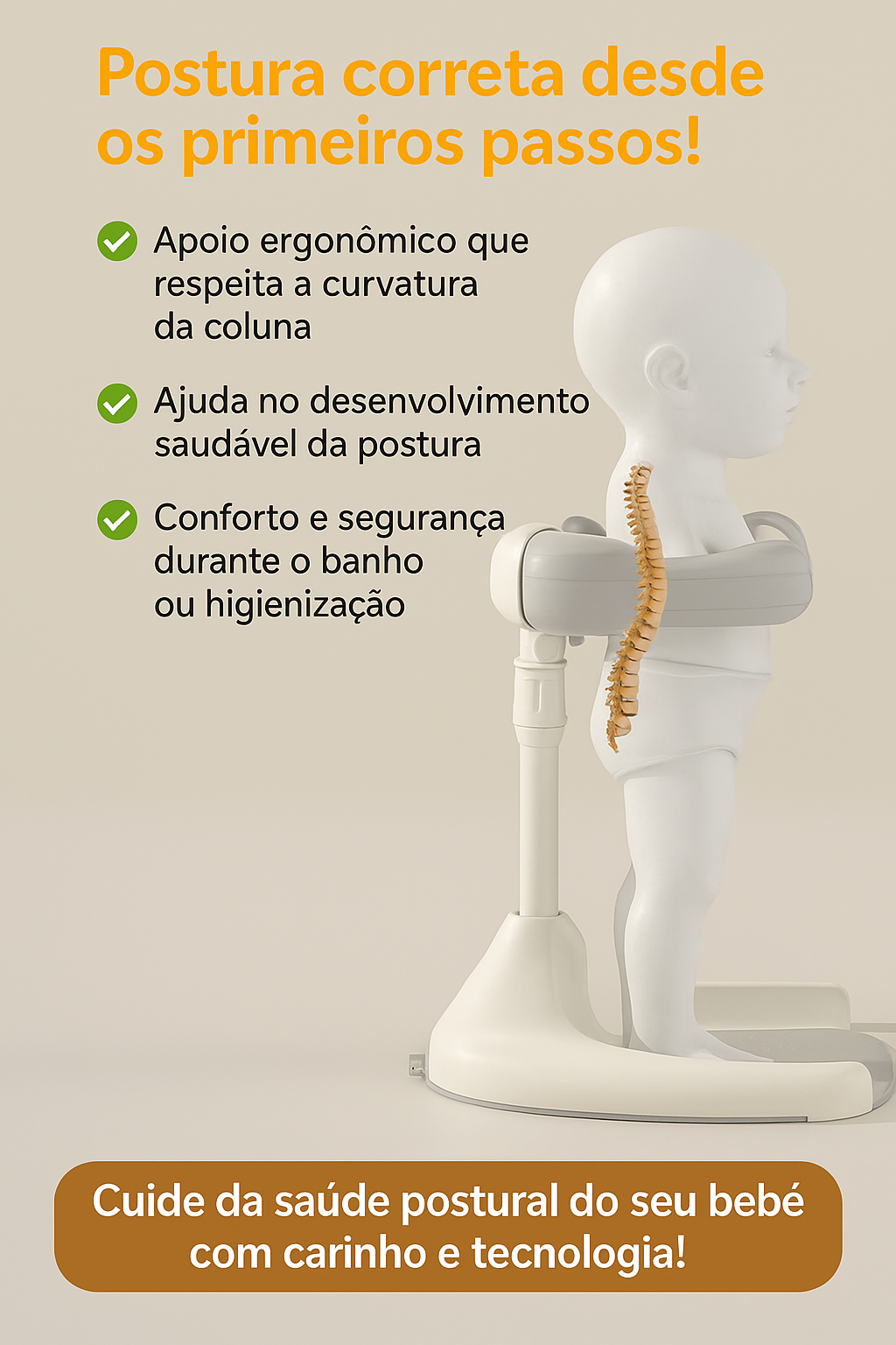 Suporte de banho infantil com estrutura firme e segura.