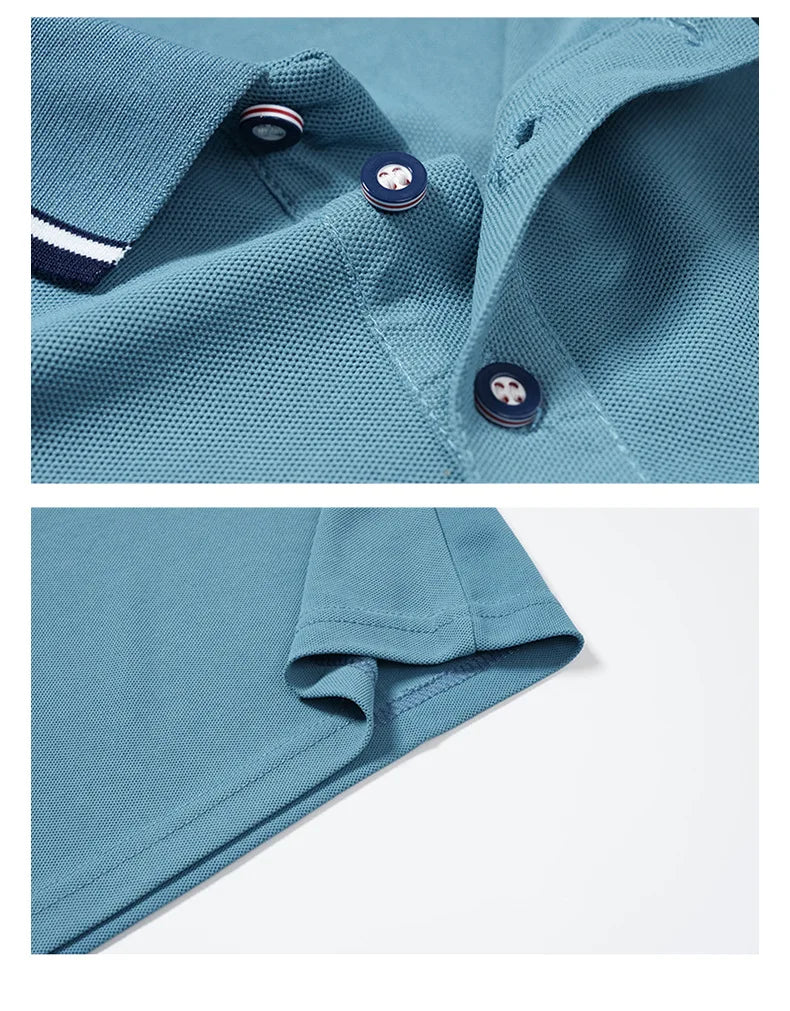 Camisa polo masculina com lapela elegante, bordado frontal premium e gola com botões. Confortável, estilosa e disponível do PP ao XGG.
