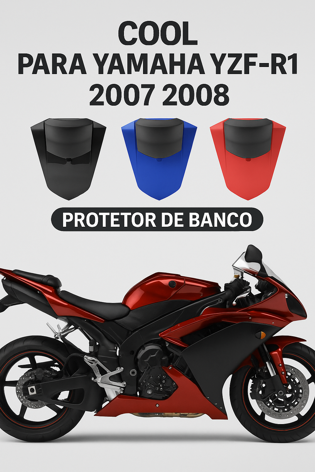 Carenagem traseira em ABS para Yamaha YZF R1 2007–2008, com encaixe perfeito e acabamento ideal para restauração ou personalização