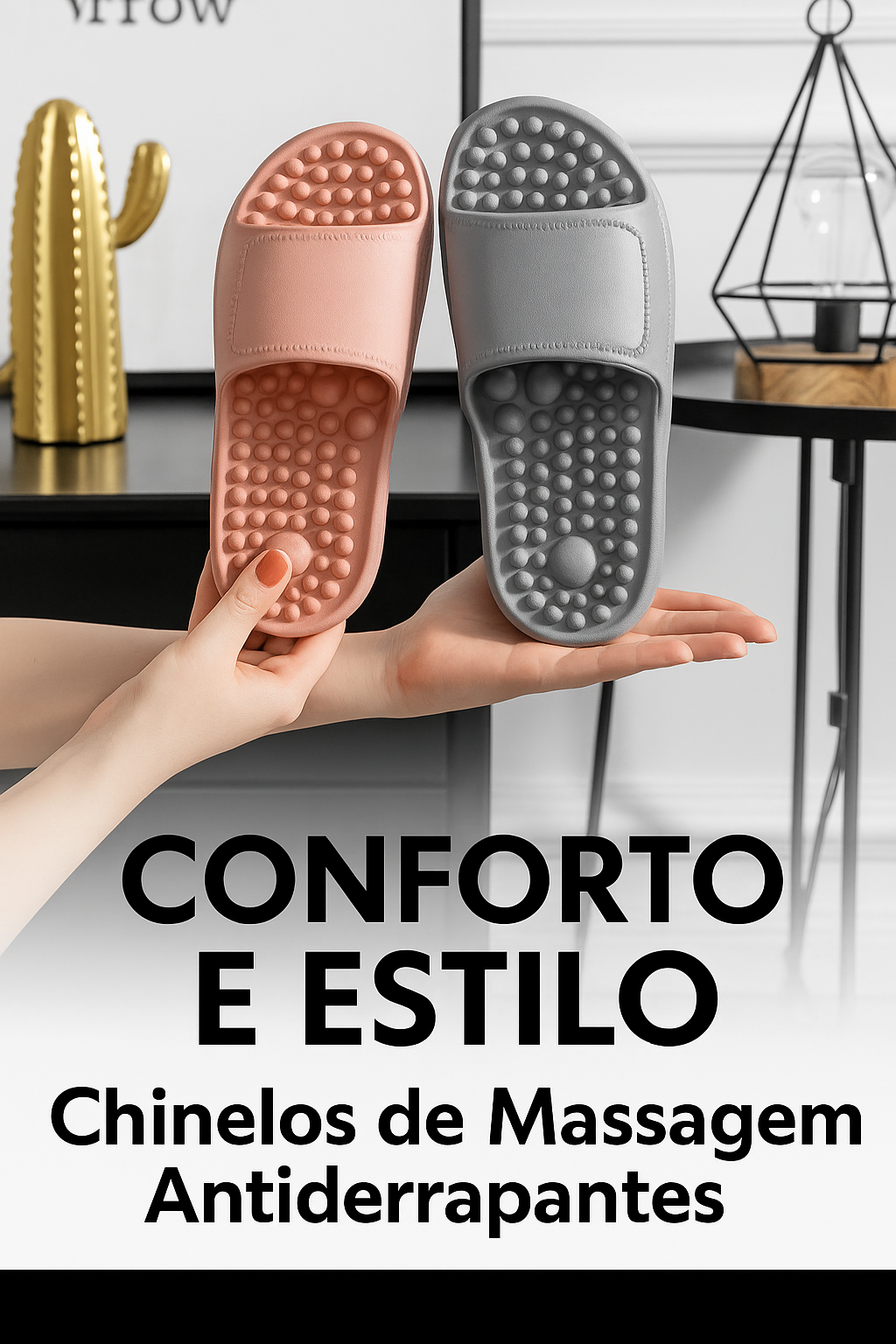 Chinelos ortopédicos de massagem unissex antiderrapantes para conforto diário.