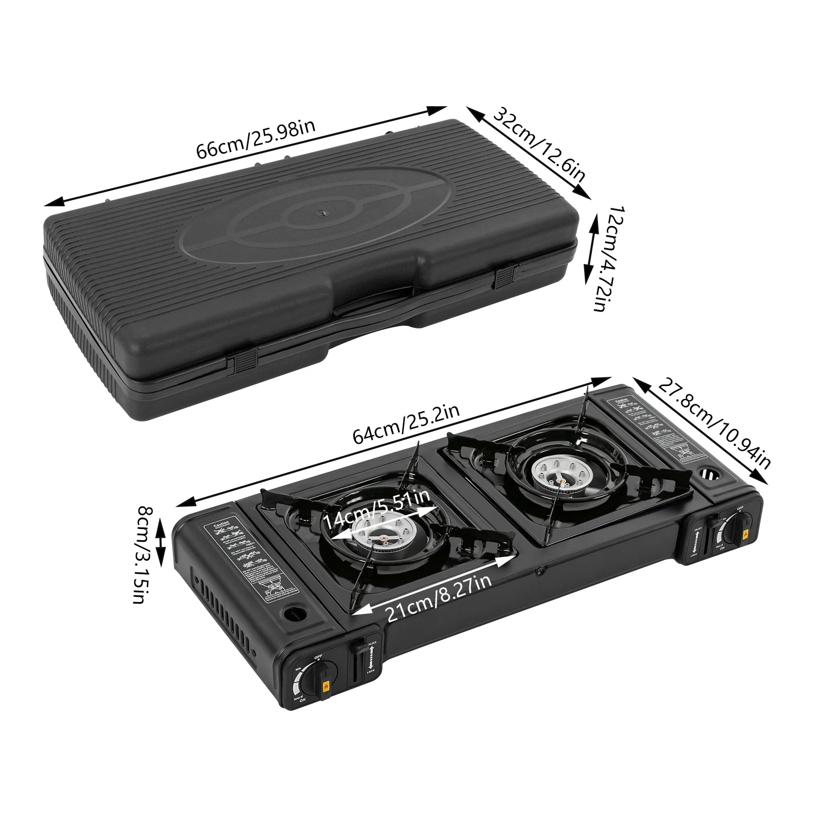 Fogão portátil a gás GLP com ignição piezoelétrica e estrutura compacta. Ideal para camping, viagens e uso emergencial com segurança.
