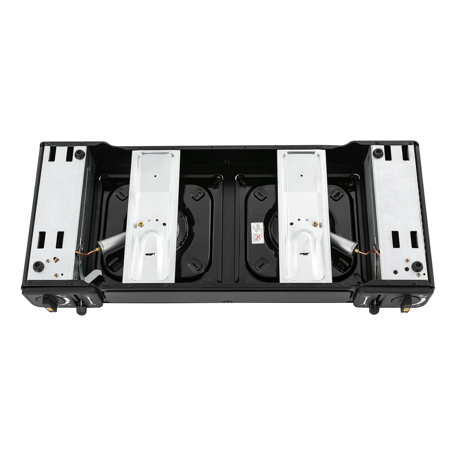 Fogão portátil a gás GLP com ignição piezoelétrica e estrutura compacta. Ideal para camping, viagens e uso emergencial com segurança.