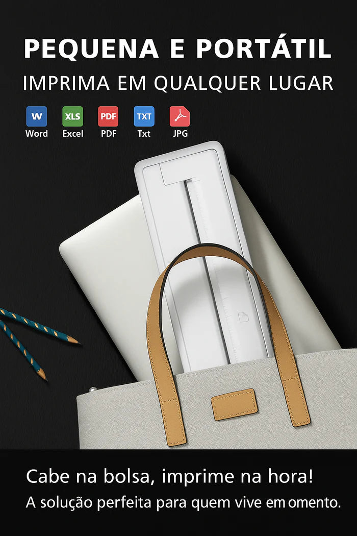 Impressora portátil A4 Bluetooth compatível com Android, iOS e Windows.