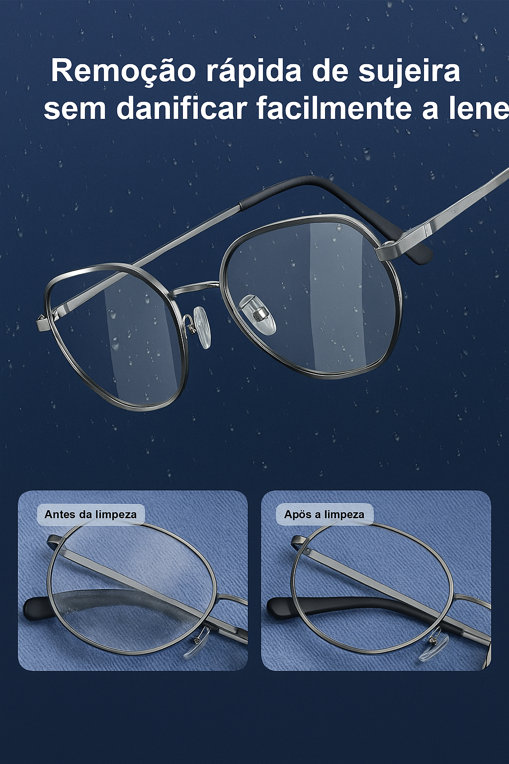 Máquina ultrassônica portátil para limpeza de joias, óculos e acessórios. Vibração de alta frequência que remove sujeira sem danificar os itens.