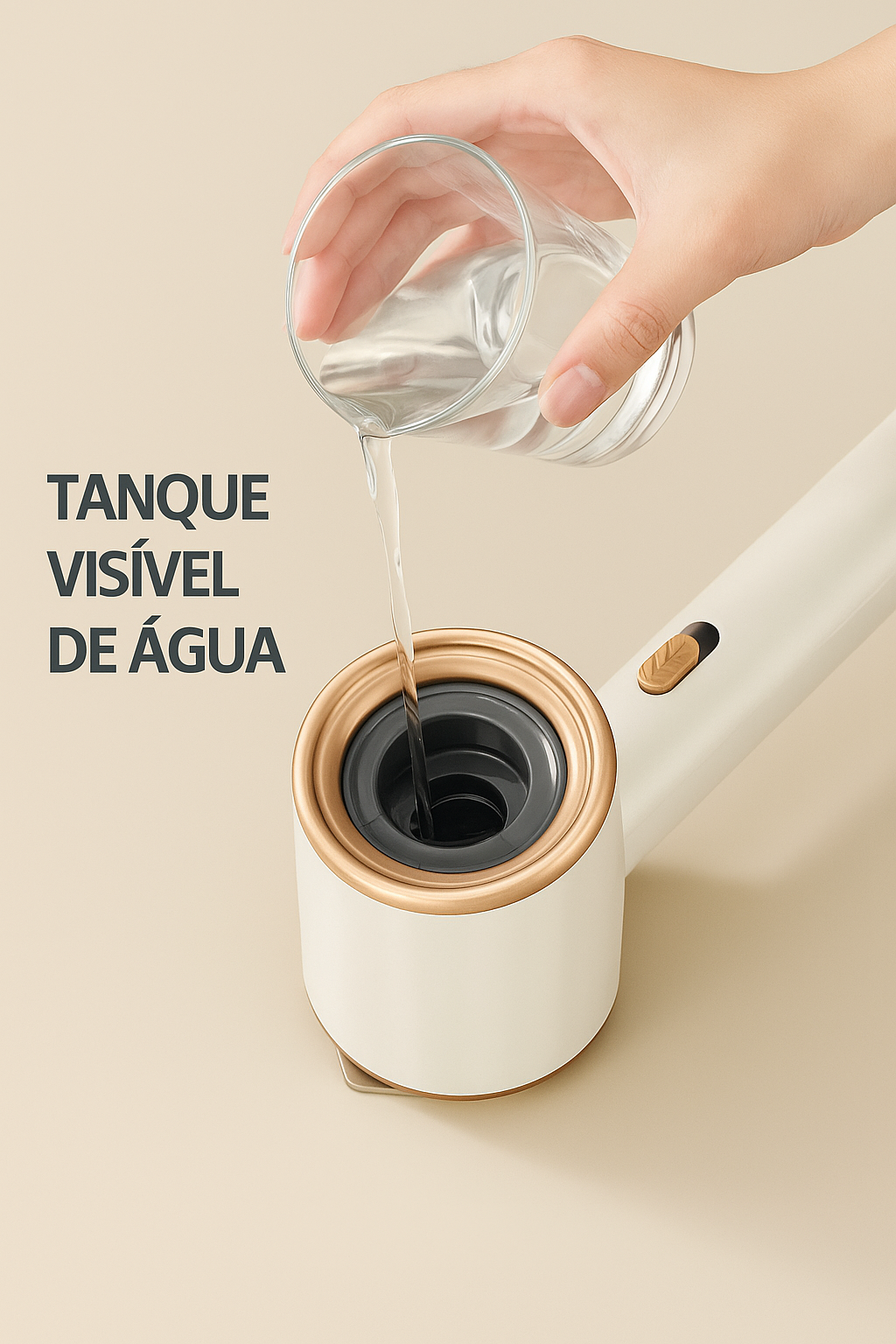 Máquina de passar roupa portátil com vapor seco e úmido. Compacta, leve e ideal para uso suspenso em viagens ou no dia a dia.