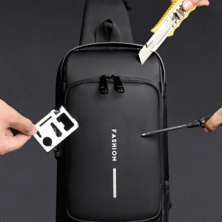 Mochila antifurto com trava por senha, porta USB para carregamento e compartimentos acolchoados para notebook, ideal para trabalho ou viagens