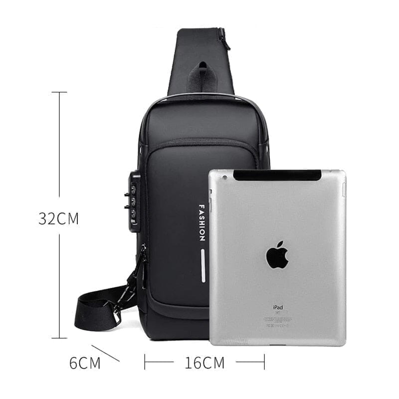 Mochila antifurto com trava por senha, porta USB para carregamento e compartimentos acolchoados para notebook, ideal para trabalho ou viagens