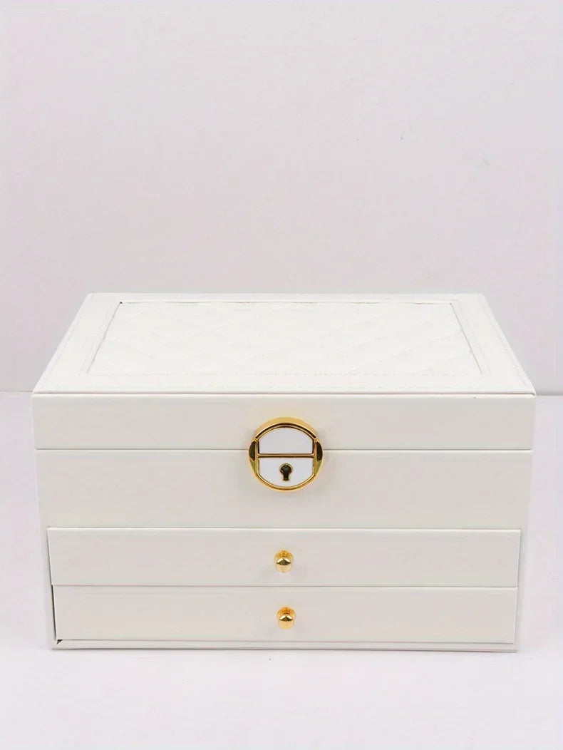 Organizador de joias portátil e elegante com espelho, ideal para viagens e proteção de anéis, brincos, colares e pulseiras