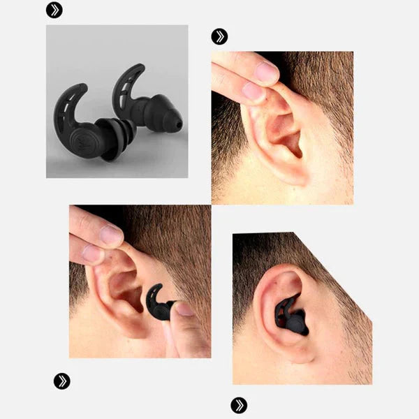 Protetor auricular de silicone com estojo – confortável, reutilizável e ideal para bloquear ruídos durante o sono ou estudos