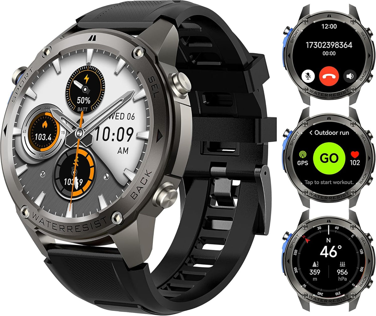 Smartwatch Bluetooth GPS 2025 com monitor cardíaco, chamadas, notificações e rastreamento esportivo, ideal para saúde e desempenho