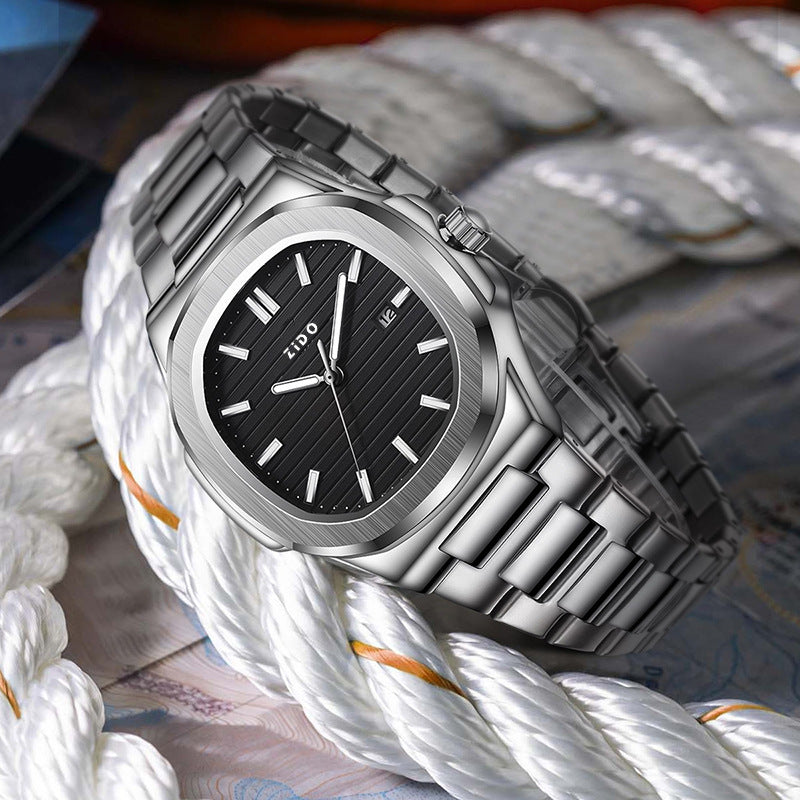 Relógio inteligente em aço moderno e resistente.