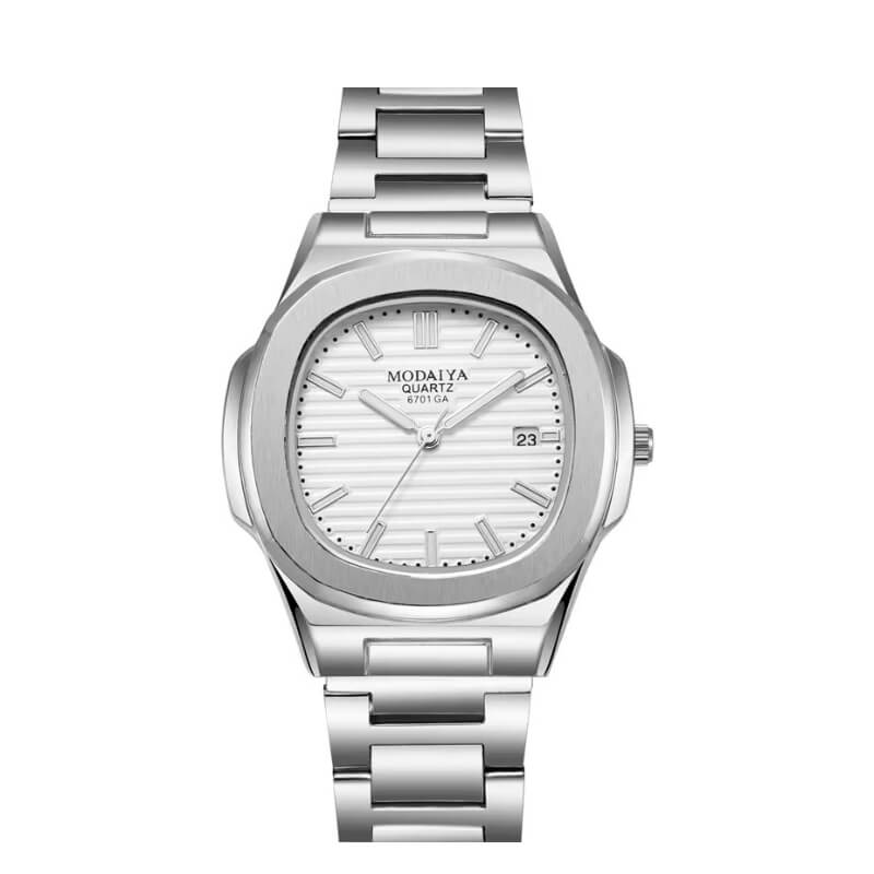 Relógio masculino em aço inoxidável com design sofisticado e resistente, perfeito para uso diário ou ocasiões especiais.