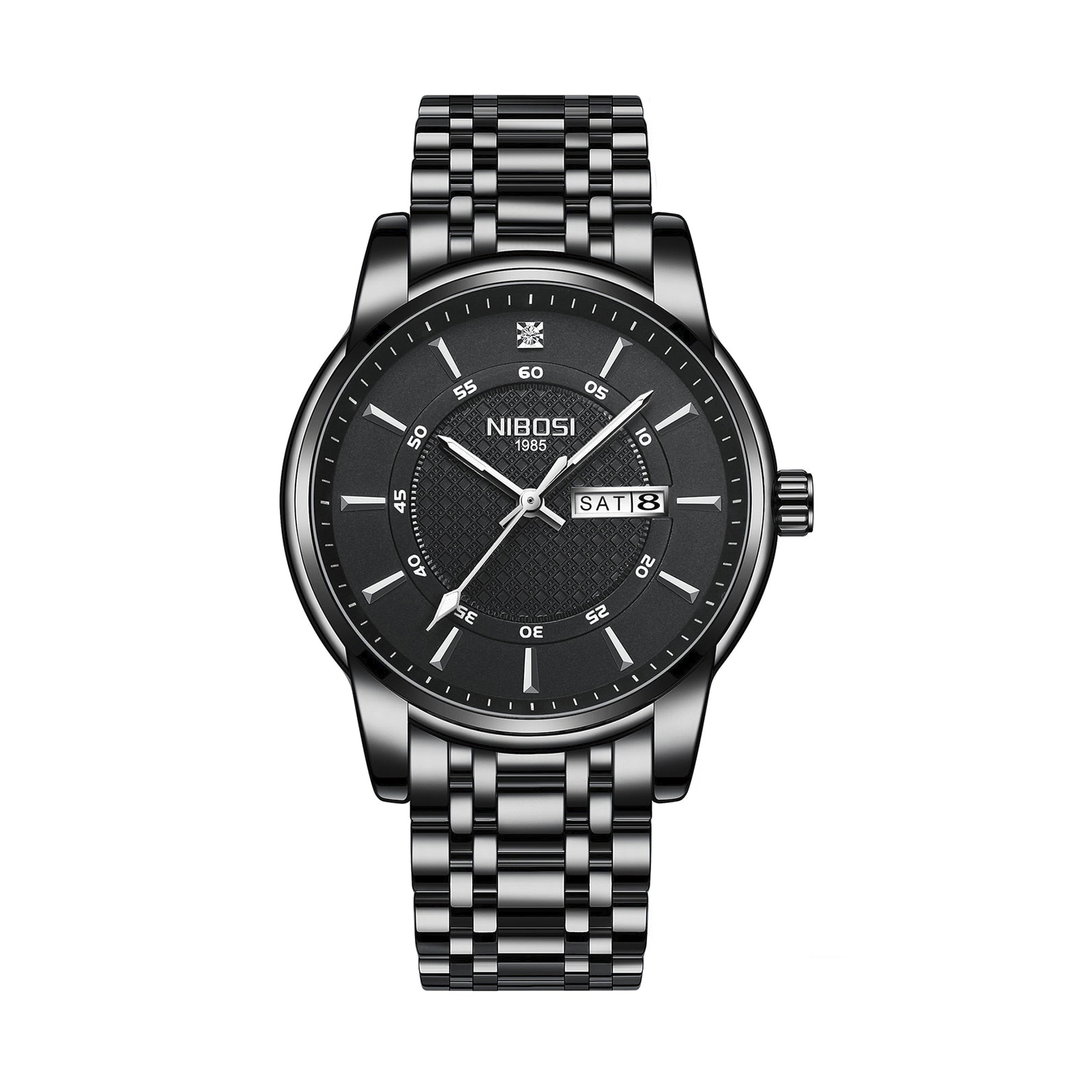 Relógio Nibosi Masculino em aço inoxidável com design elegante, resistente à água e mecanismo de alta precisão.