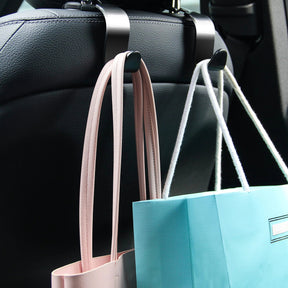 Kit com 4 ganchos para banco traseiro, ideal para pendurar bolsas, sacolas e mochilas no carro com praticidade e segurança