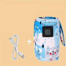 Aquecedor portátil USB para mamadeiras e bebidas, compacto, seguro e perfeito para viagens e passeios com o bebê.