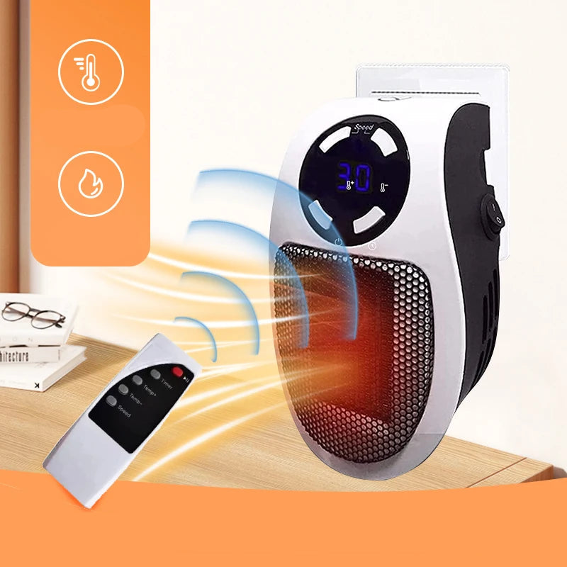 Aquecedor portátil bivolt com controle de temperatura, painel digital e timer. Ideal para ambientes pequenos, silencioso e fácil de transportar.