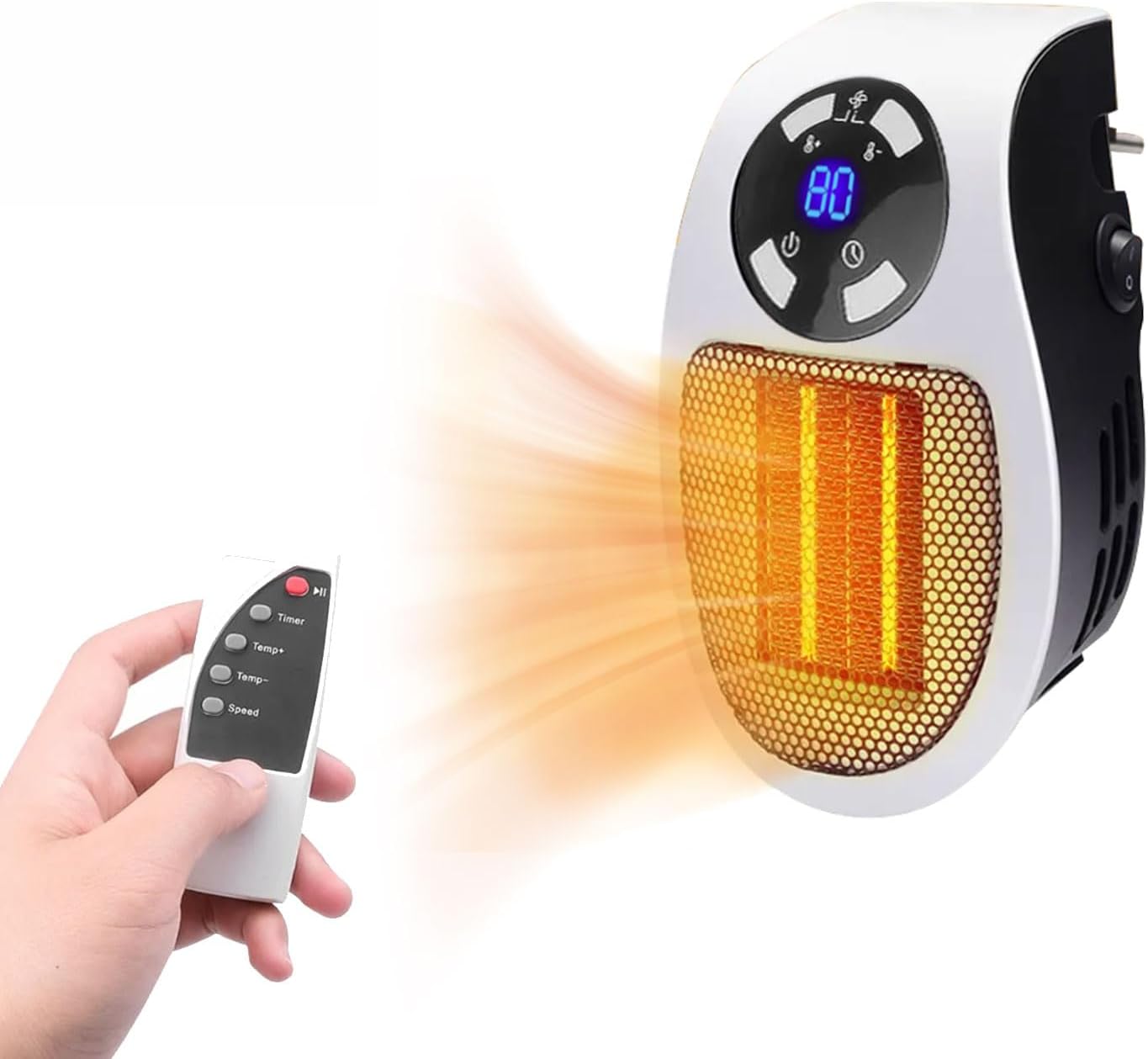 Aquecedor portátil bivolt com controle de temperatura, painel digital e timer. Ideal para ambientes pequenos, silencioso e fácil de transportar.