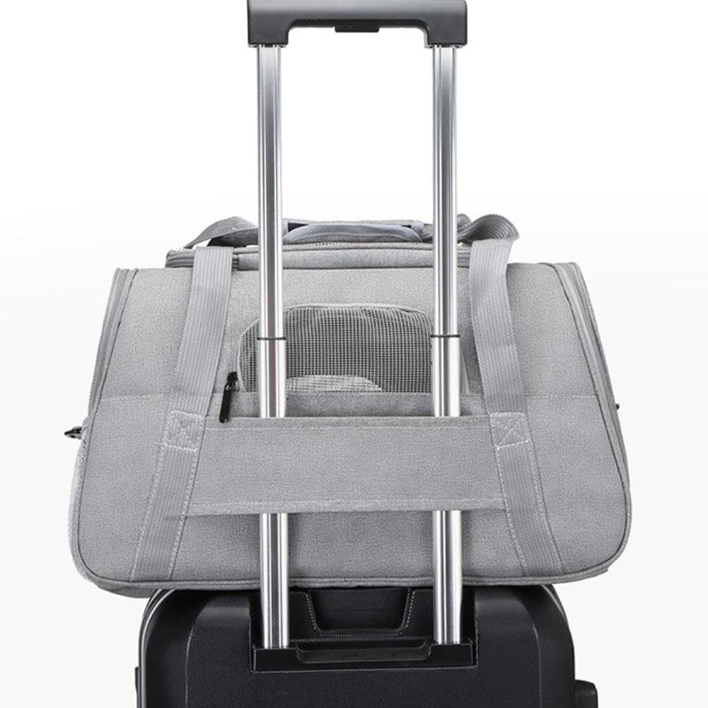 Bolsa de transporte pet confortável, segura e dobrável.