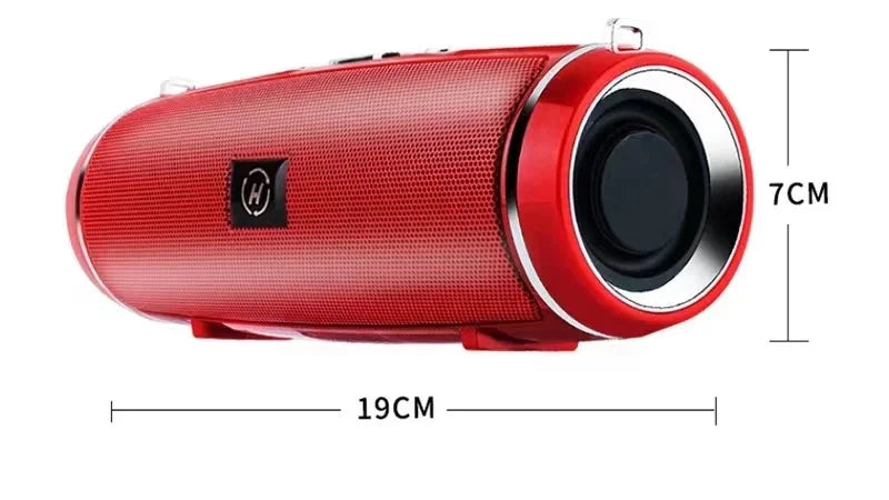 Caixa de som portátil Bluetooth potente com bateria recarregável.