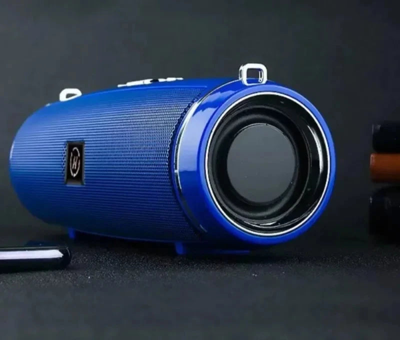 Caixa de som portátil Bluetooth potente com bateria recarregável.