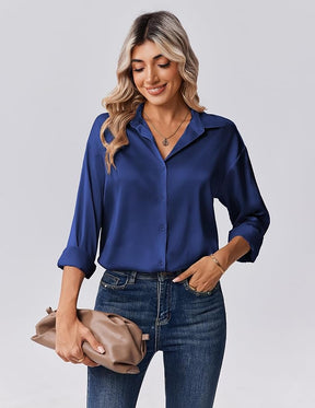 Camisa social feminina manga longa em algodão premium: corte perfeito, elegante e confortável para trabalho ou eventos. Diversas cores e tamanhos. Frete grátis