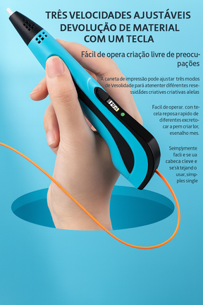 Caneta impressora 3D portátil, criativa e fácil de usar.