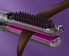 Chapinha com escova embutida 2 em 1 para alisar e modelar cabelos.