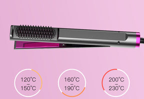 Chapinha com escova embutida 2 em 1 para alisar e modelar cabelos.