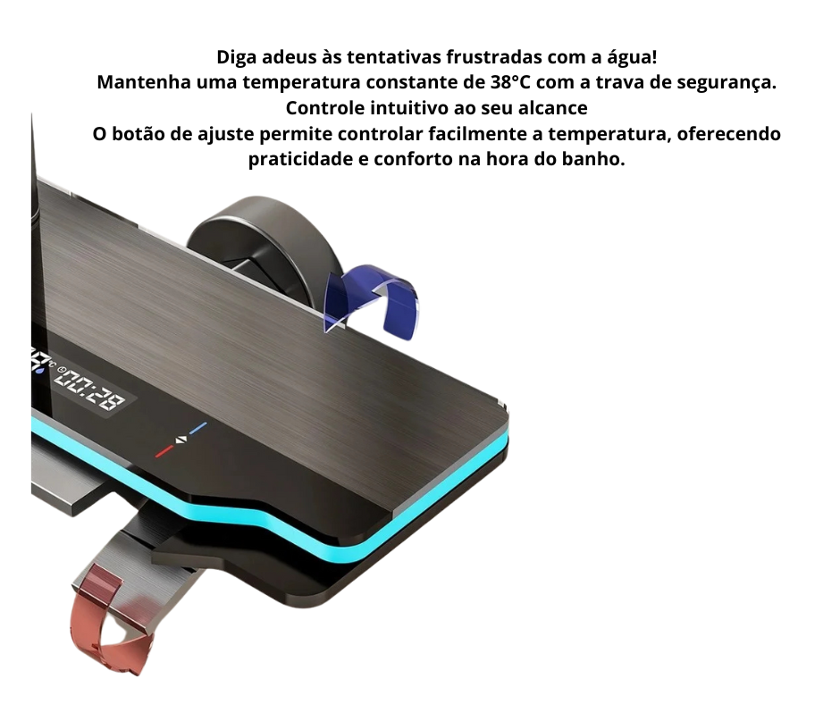 Chuveiro ducha com display de temperatura digital para banho confortável.