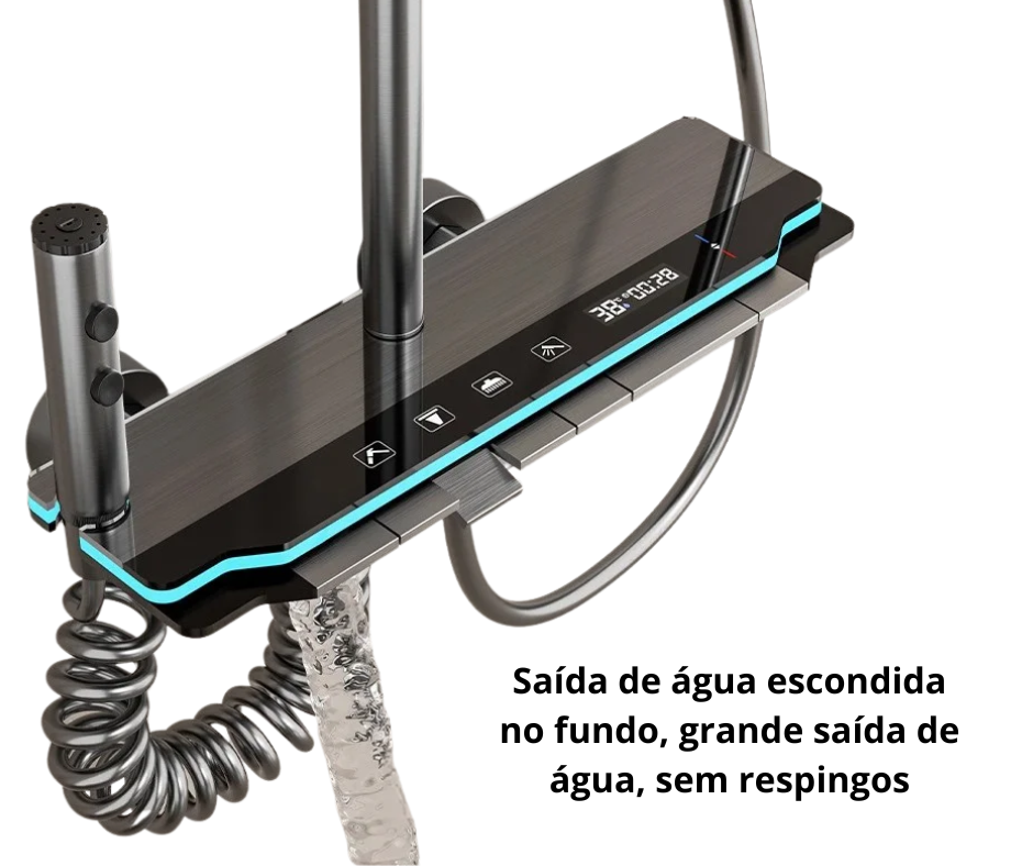 Chuveiro ducha com display de temperatura digital para banho confortável.