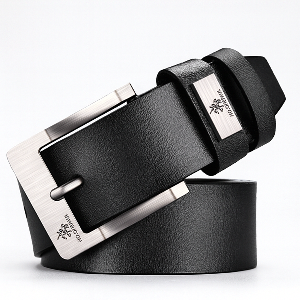 Cinto masculino clássico, resistente e ajustável.