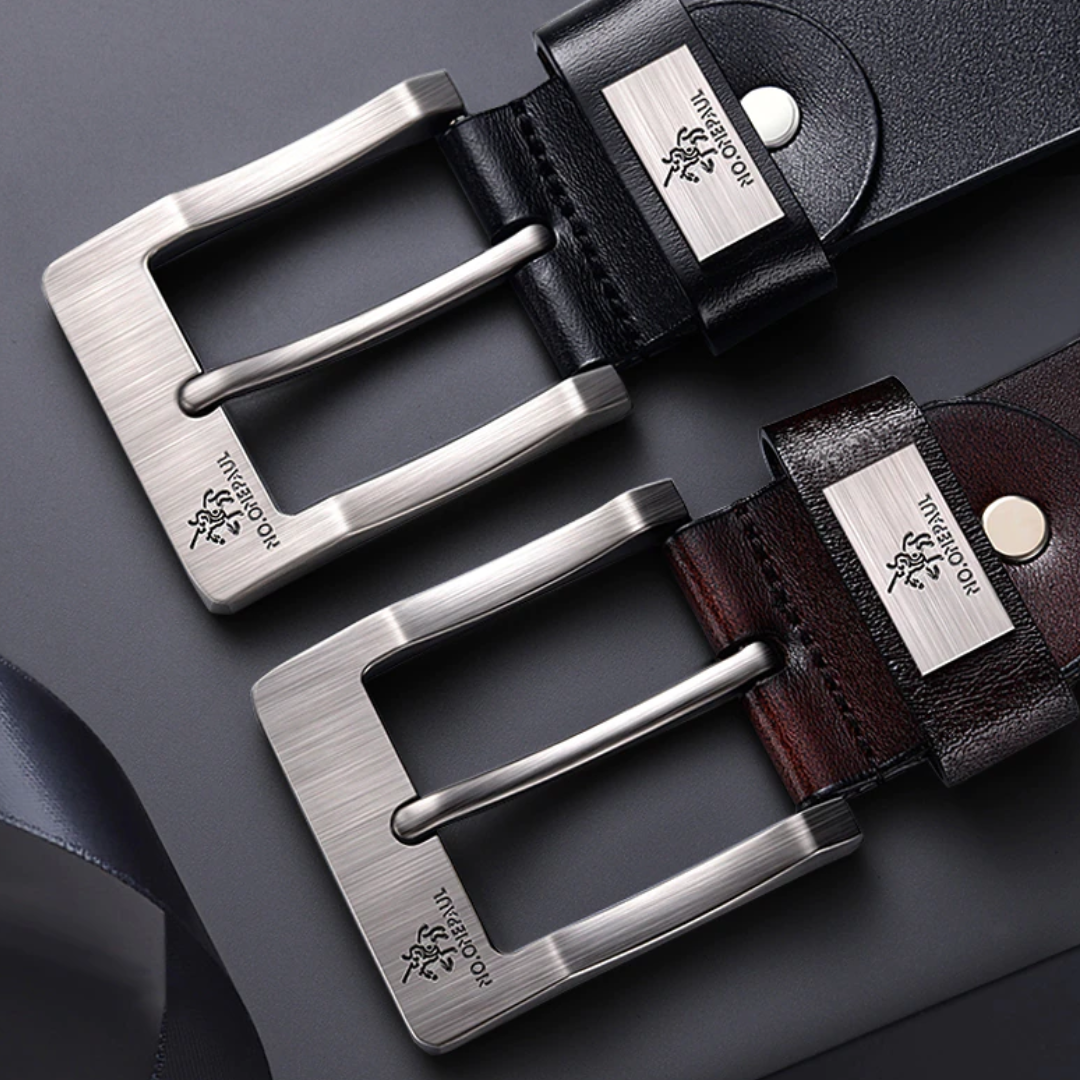 Cinto masculino clássico, resistente e ajustável.