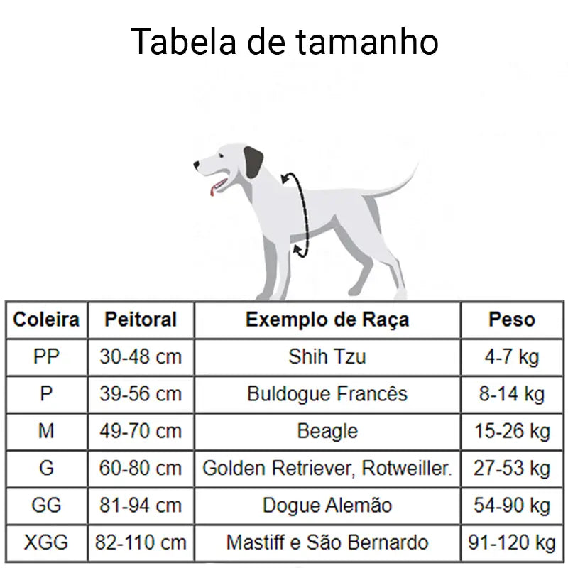 Coleira térmica peitoral para cachorro, confortável e ajustável.