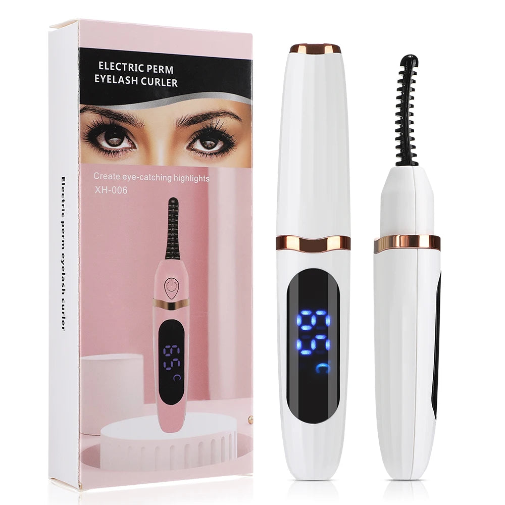 Curvador de cílios elétrico portátil com aquecimento rápido e resultado lifting natural. Seguro, recarregável e ideal para uso diário.