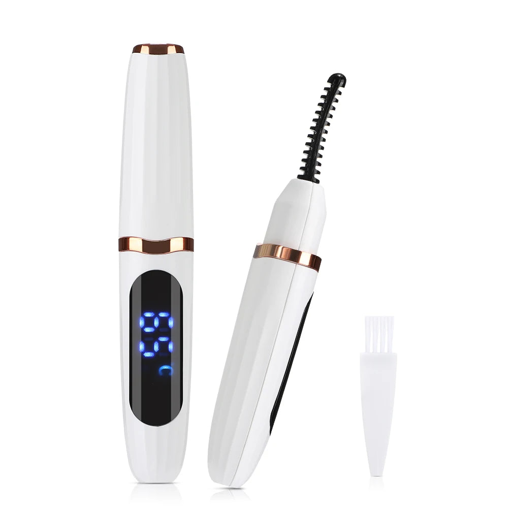 Curvador de cílios elétrico portátil com aquecimento rápido e resultado lifting natural. Seguro, recarregável e ideal para uso diário.