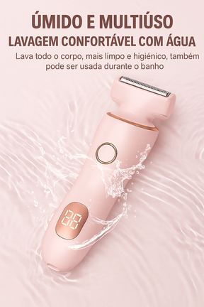 Depilador elétrico 2 em 1 recarregável, com cabeças para corpo e precisão. Indolor, compacto, seguro e ideal para depilação sem sofrimento.