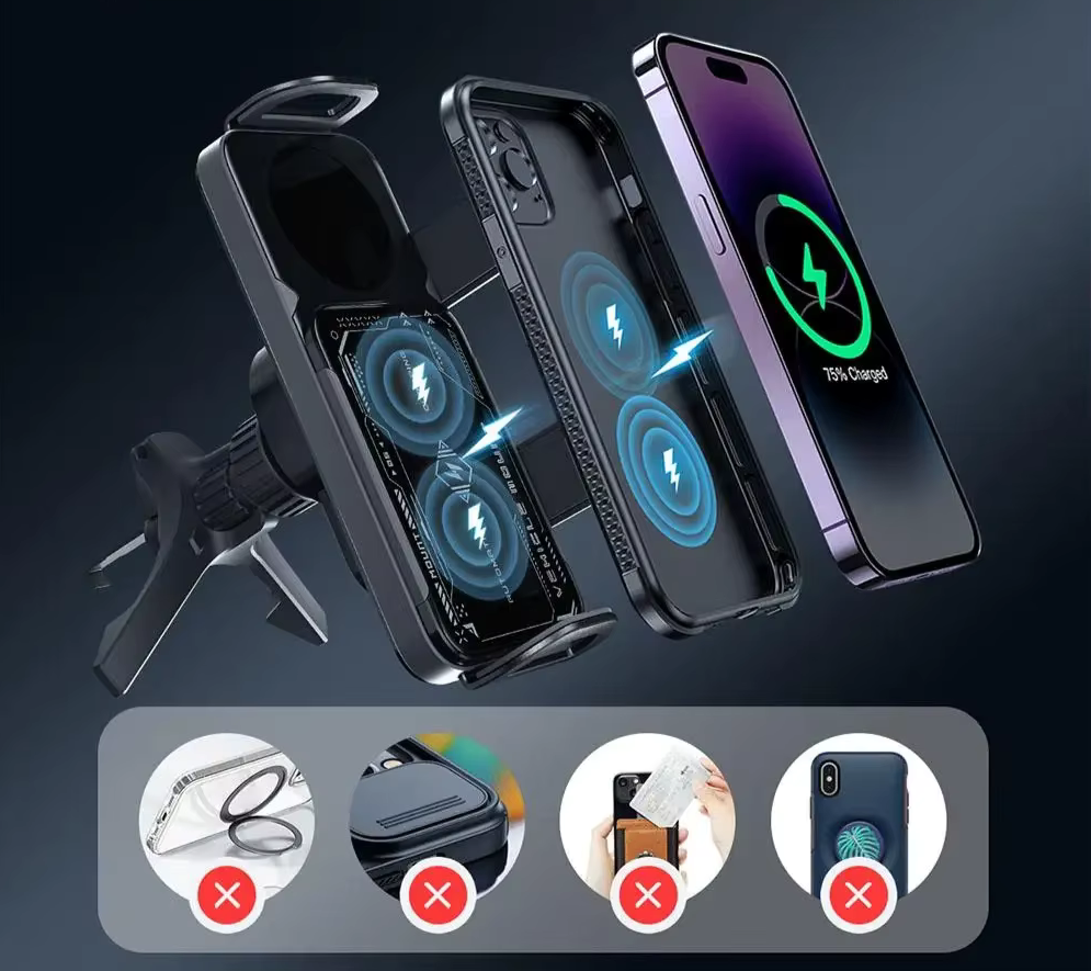 Suporte Inteligente 2 em 1 para Celular, Tablet e iPad – Rotação Automática e Carregamento Sem Fio