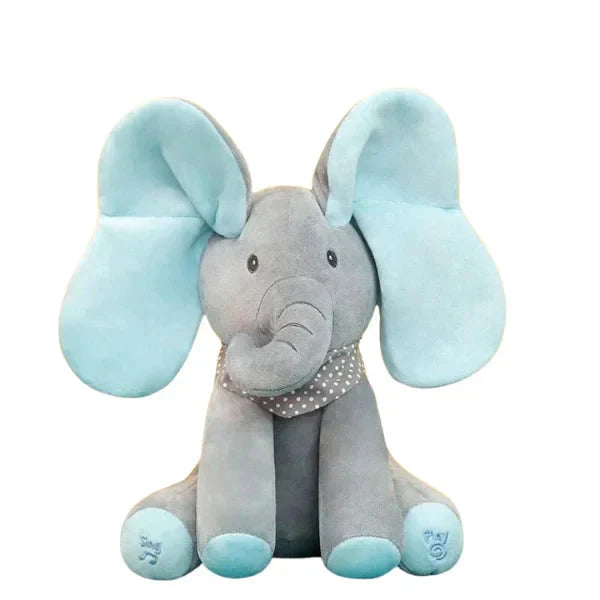 Elefante de pelúcia macio e fofo para crianças e decoração.
