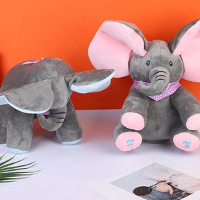 Elefante de pelúcia macio e fofo para crianças e decoração.