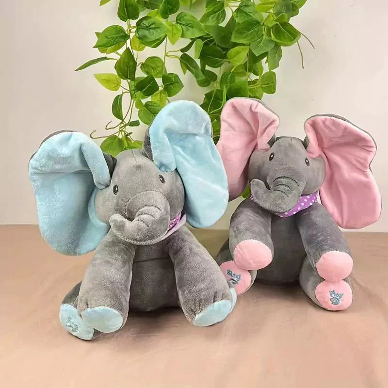 Elefante de pelúcia macio e fofo para crianças e decoração.