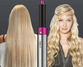 Escova secadora 5 em 1 que alisa, modela e seca os cabelos.