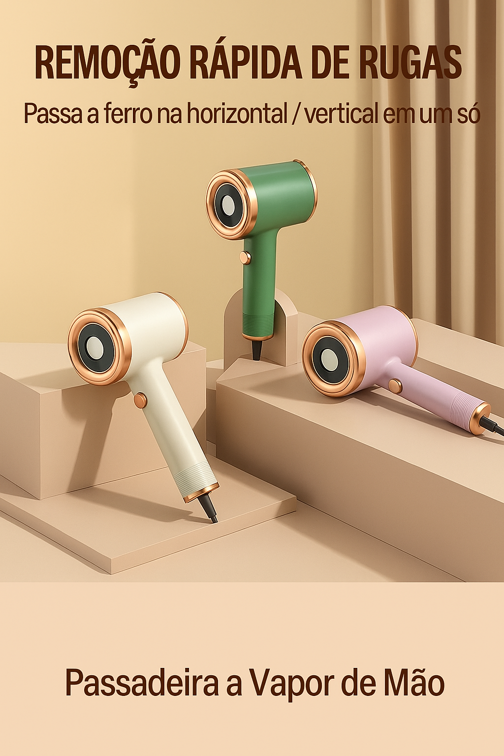Ferro a vapor portátil 2 em 1 seco e úmido, leve e prático.