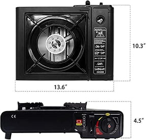 Fogão portátil a gás com ignição automática, leve e eficiente