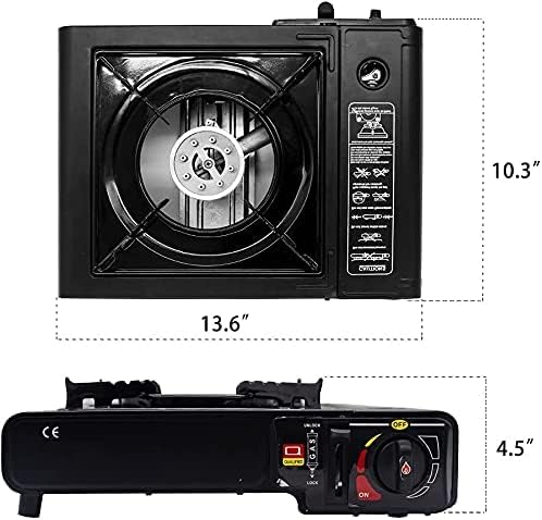 Fogão portátil a gás com ignição automática, leve e eficiente