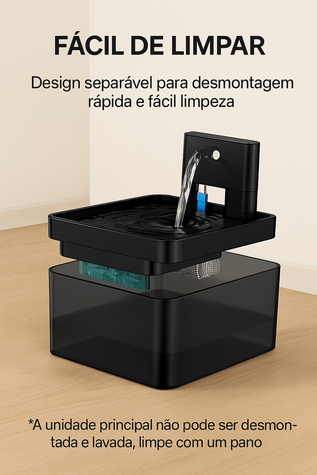 Fonte automática ROJECO sem fio, com sensor de presença e filtragem tripla. Ideal para manter cães e gatos sempre hidratados com água fresca.