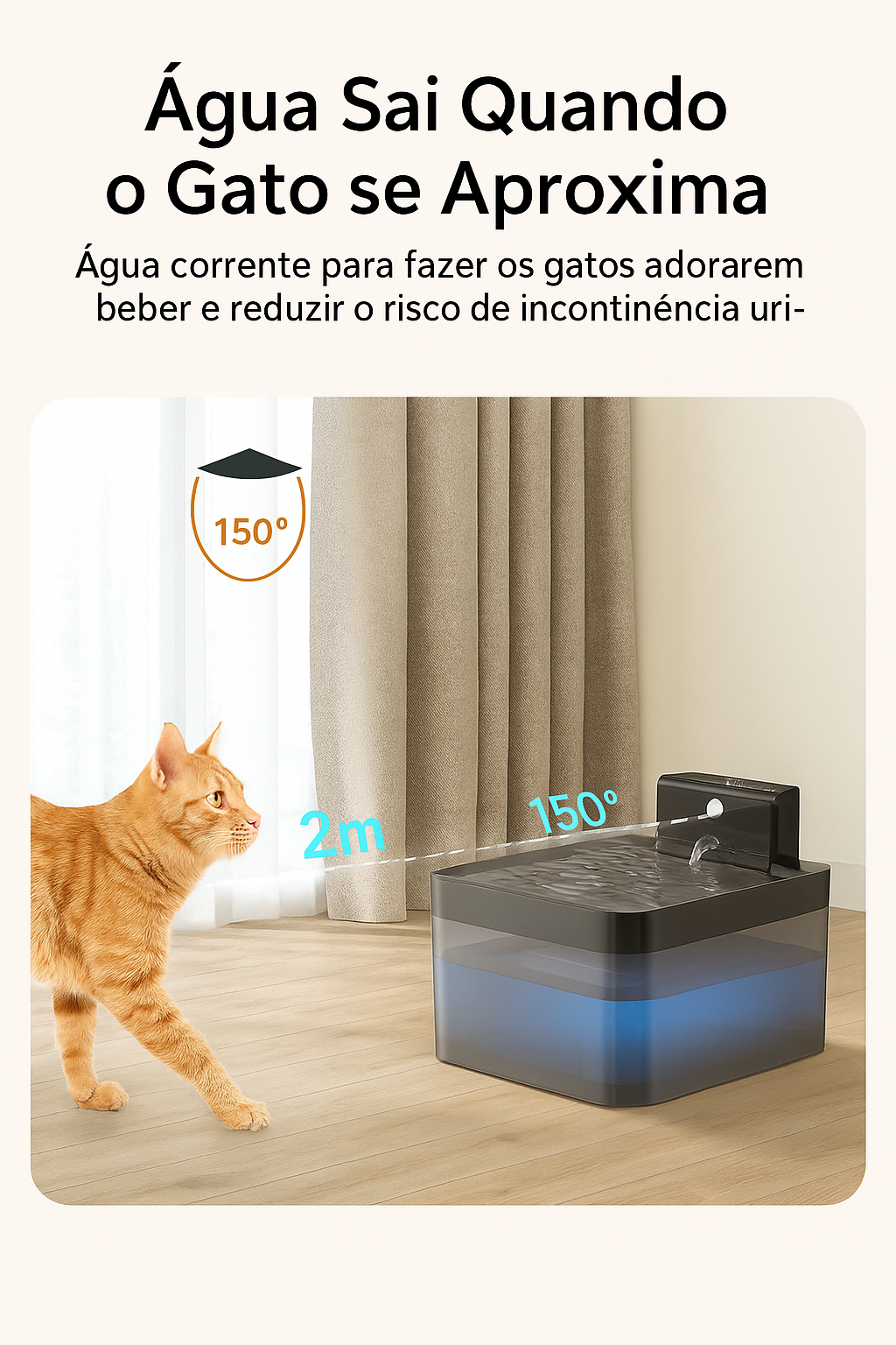 Fonte automática ROJECO sem fio, com sensor de presença e filtragem tripla. Ideal para manter cães e gatos sempre hidratados com água fresca.